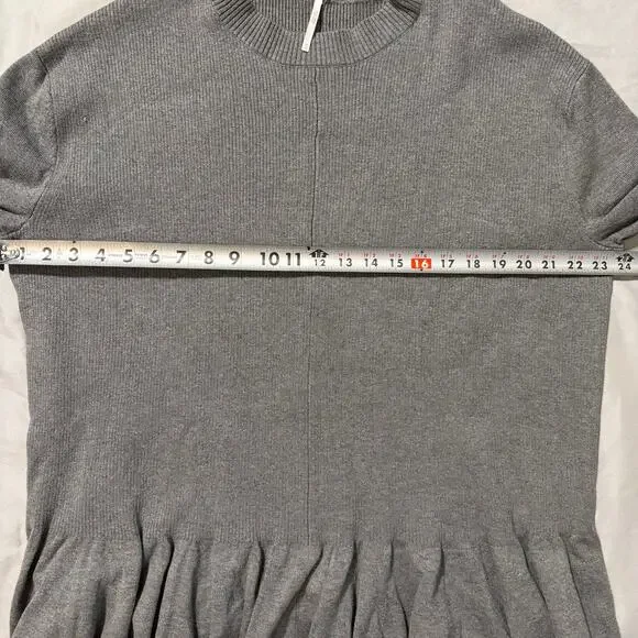 Free People Gray, Long Sleeve, Pleated, Ribbed, Sweater Dress- M - Picture 6 of 8